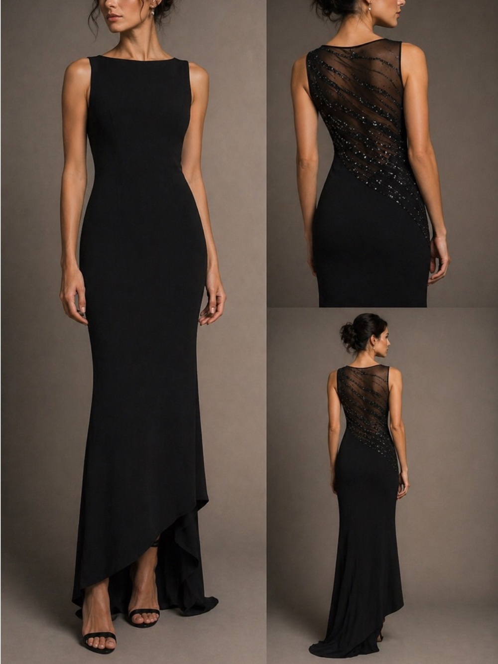 Elie Saab Black Beaded Maxi Gown